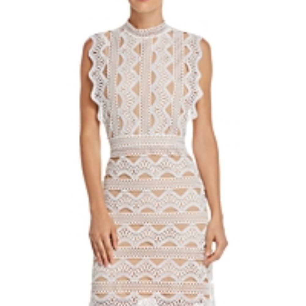 NWT! Lucy Paris Lace Detail Sheath Dress White - Picture 2 of 5